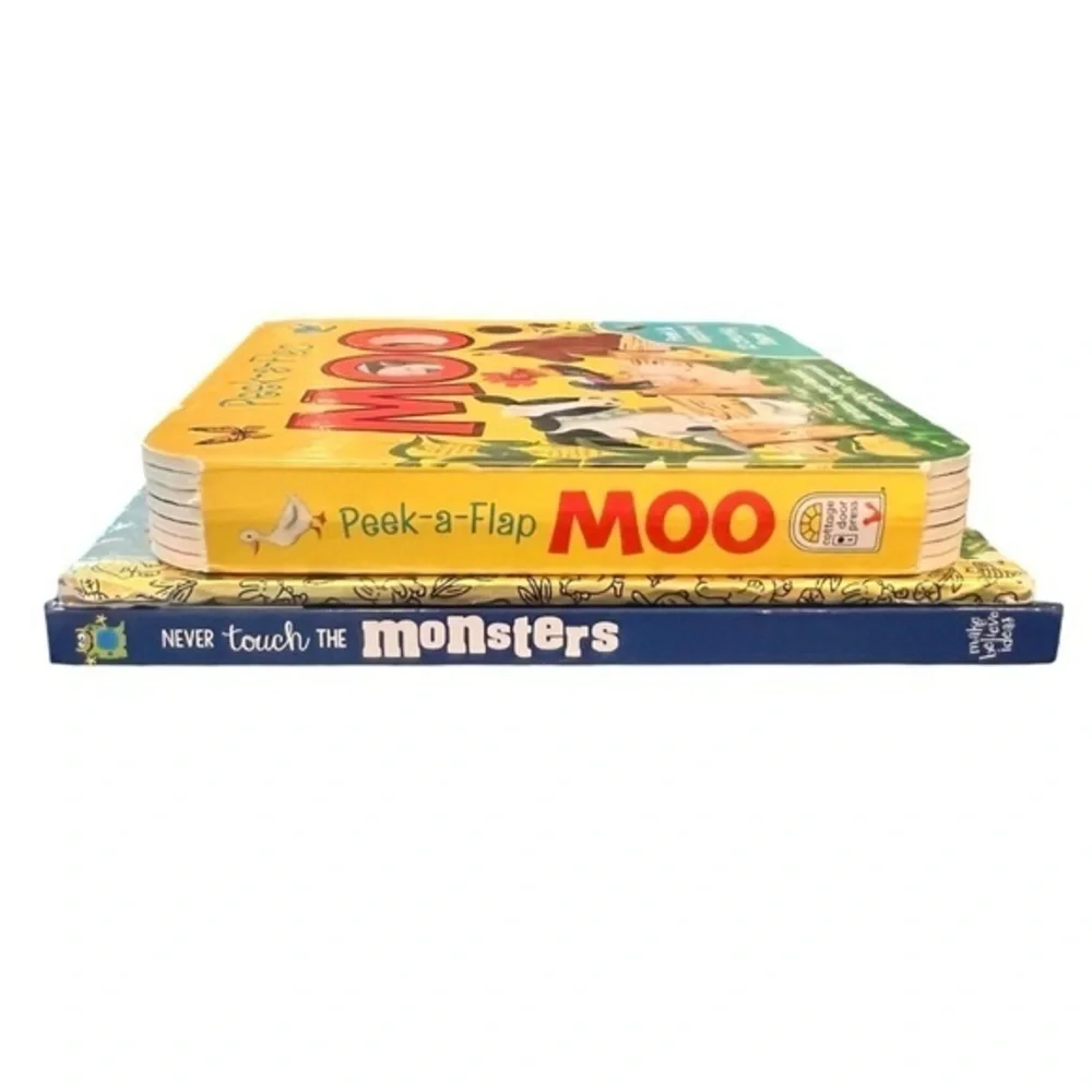 Never Touch The Monsters, Peek A Flap MOO, Little Golden Book Cow Set Of 3 Books